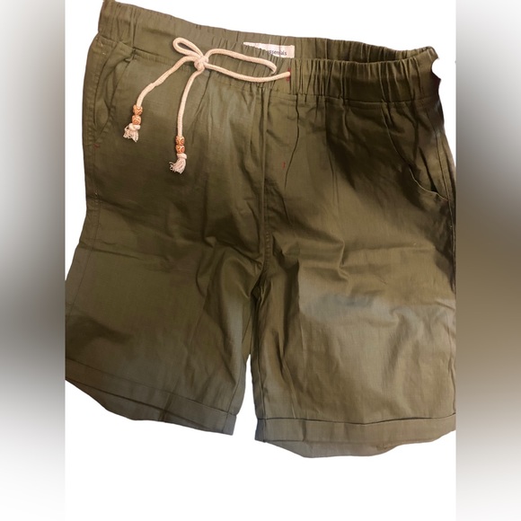 Men's Boho Linen Shorts Casual Classic Fit Short Leisure Vacation Army Green NEW - Picture 1 of 11